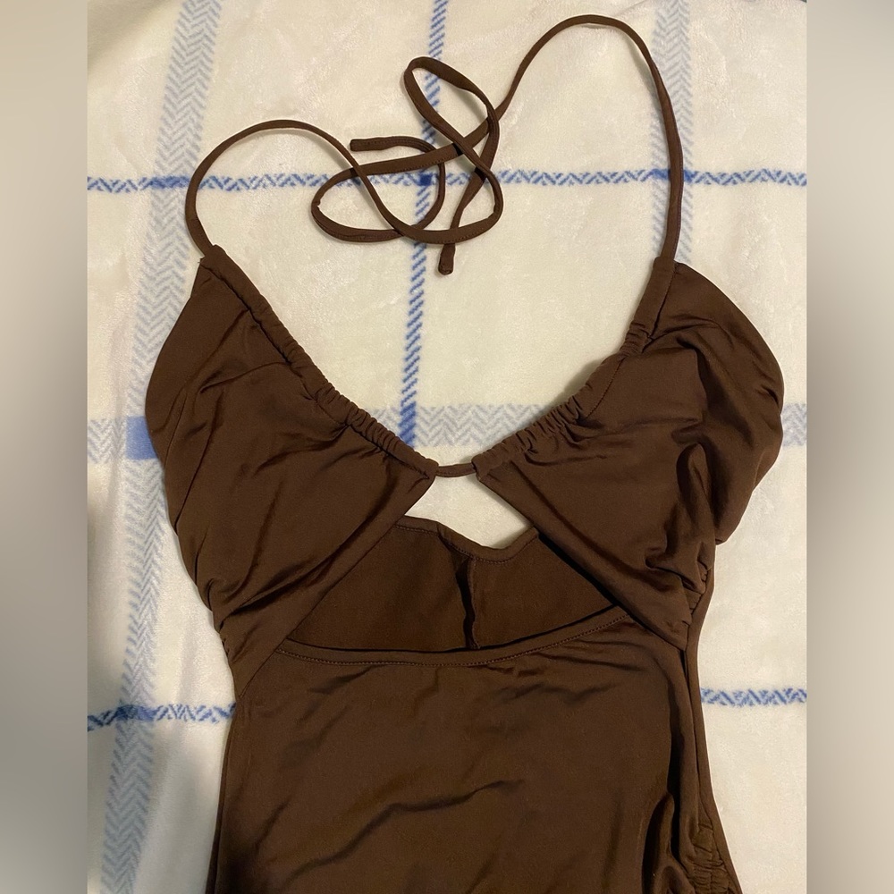 Solid Ruffled Off Shoulder, Hip Drawstring Slim D… - image 5